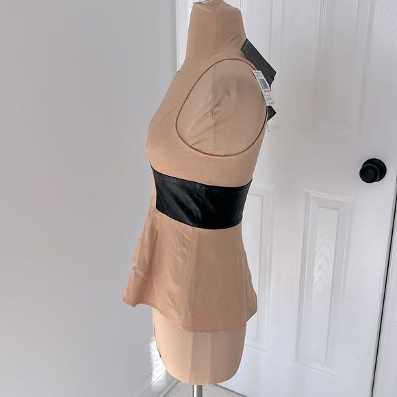 PJK Patterson J Kincaid Alo Leather Panel Peplum Top - Picture 3 of 9